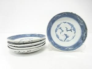 古伊万里　染付　松竹梅　六寸皿　5客揃